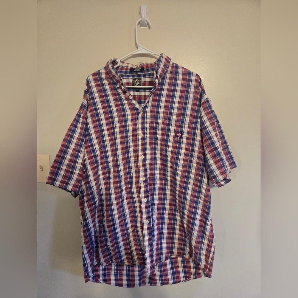 Men's CINCH Western Red And Blue Plaid Short Sleeve Button Down Shirt Xl
